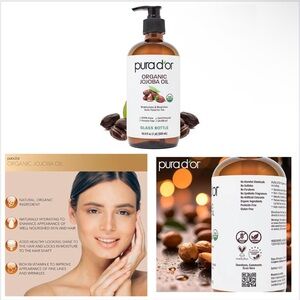 PURA D'OR 16.9 Oz Organic Jojoba Oil (GLASS BOTTLE) USDA Certified